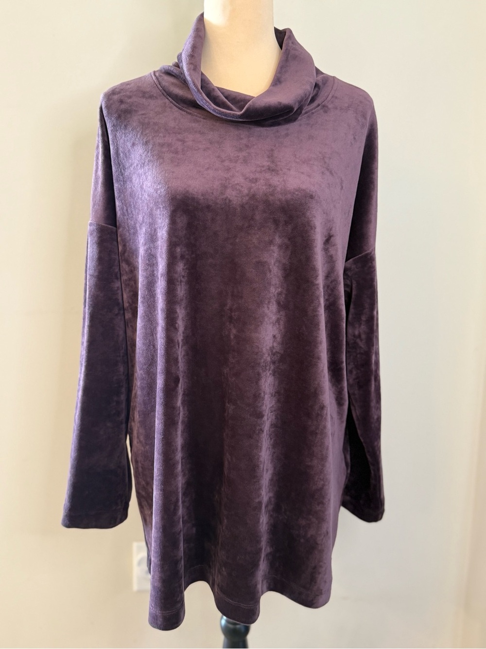Pure Jill purple velvet cowl neck long sleeve sweater Plus SZ 1X